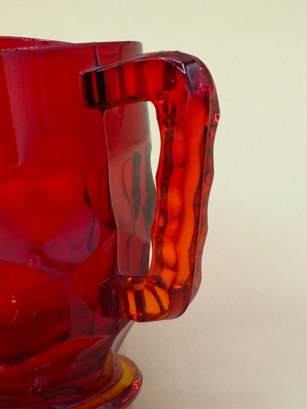 Vintage Viking Glass Georgian Ruby Red Amberina Covered Sugar & Creamer GLOWS